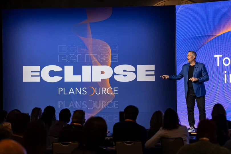 CEO Mike Morini presents on the mainstage at Eclipse 2025